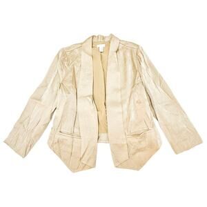 Chico's Shimmering Open Blazer Jacket Champagne Gold Size 1